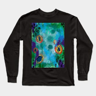 Abstract blues and greens background Long Sleeve T-Shirt